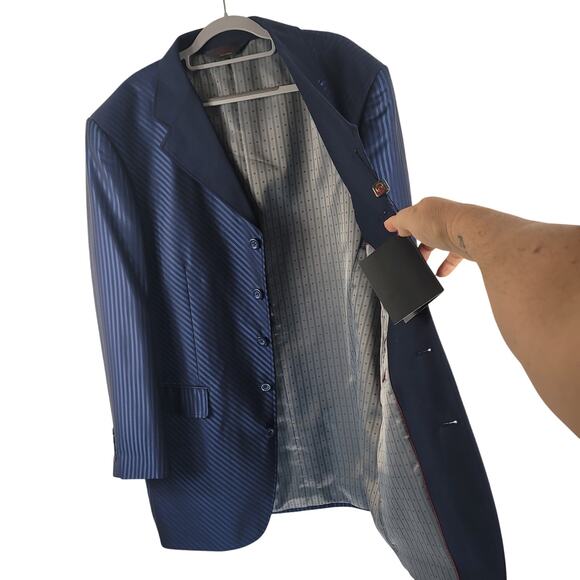 Pallini Navy Oxford Superior 150's Men's Suit Jacket 42R 36W NWT - Picture 4 of 7